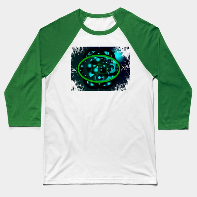 An abstract with a green oval Baseball T-Shirt by Evgeniya